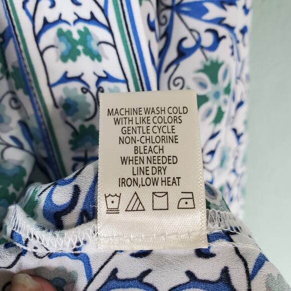 Max Studio Womens Crepe White Green Blue Multicolor Floral Boho Kimono Size 2X - Picture 6 of 6